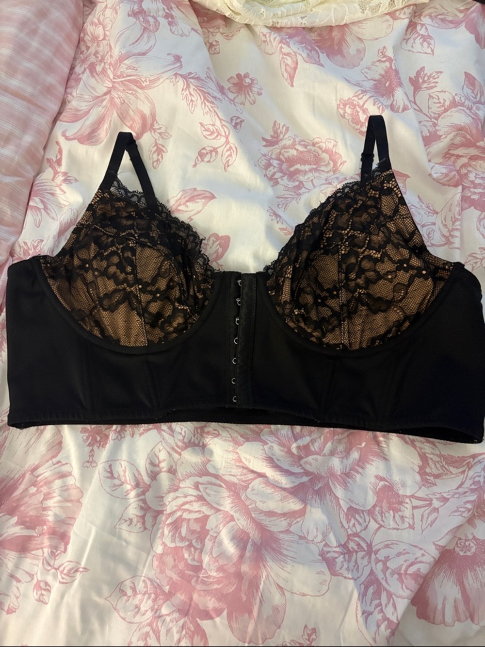 Black Lace Longline Underwire Corset